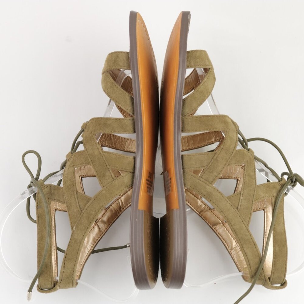 Sam Edelman Womens Gemma Sandals Size 5.5 Olive Green Suede Lace Up Flat Shoes - Picture 6 of 12